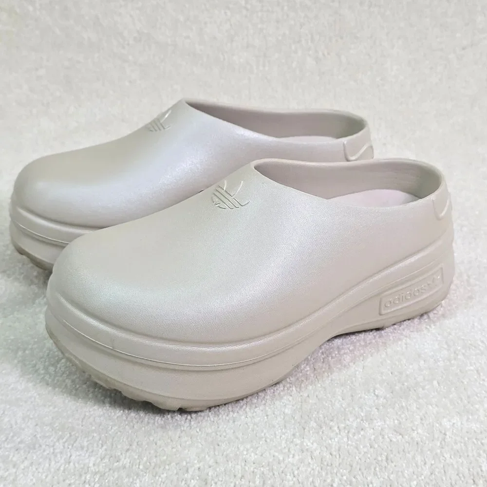 Adidas Adifom Stan Smith Mens Size 8 Beige Casual Platform Slip On Mule Shoes